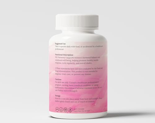 FEU Harmony+ Myo & D-Chiro Inositol Supplement for Women – 2000mg Myo-Inositol + 50mg D-Chiro Inositol (40:1 Ratio) with Methylfolate & Vitamin D3 – Hormonal & Cycle Support – 120 Vegan Capsules