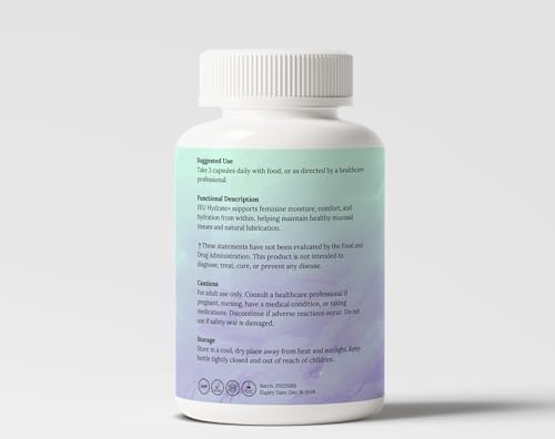 FEU Hydrate Plus – Women’s Intimate Moisture & Skin Hydration Support – Sea Buckthorn Oil (Omega-7), Evening Primrose Oil, Hyaluronic Acid, Sea Moss & Vitamin E – 120 Vegan Capsules (40 Servings)