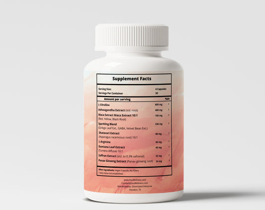 FEU Spark Plus – Women’s Libido, Vitality & Intimacy Support – L-Citrulline, Ashwagandha, Maca, Saffron & Panax Ginseng – Emotional Balance & Energy Support – 120 Vegan Capsules (24 Servings)